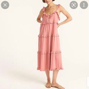 NWT J Crew WHITE Tiered Knit Keyhole dress